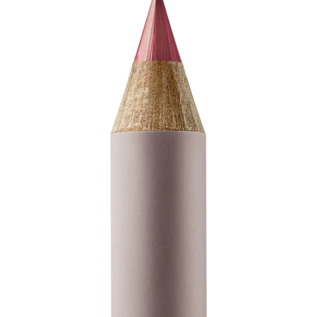 A sharpened Manasi 7 Eye and Lip Definer Yokan pencil showing the dusty brownish pink color. The pencil itself is dark pink.