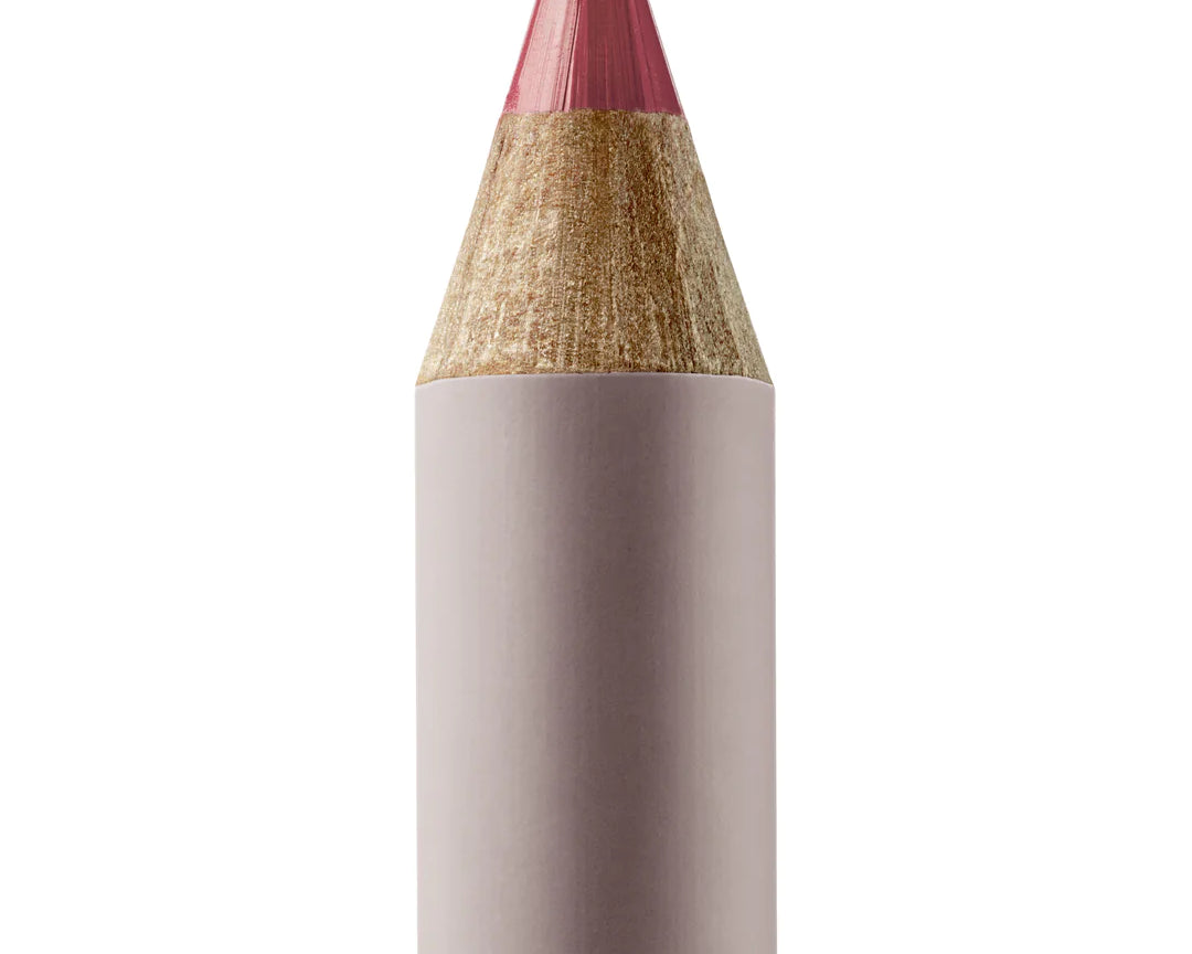 A sharpened Manasi 7 Eye and Lip Definer Yokan pencil showing the dusty brownish pink color. The pencil itself is dark pink.