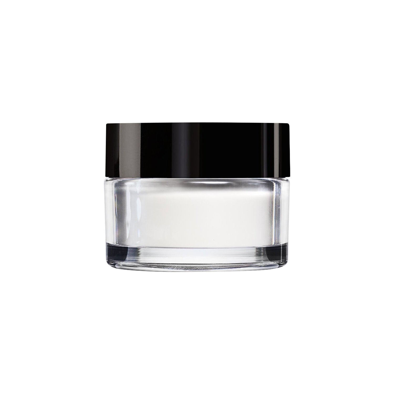 Manasi 7 Silk Finish Powder Translucent Semi Matte Finish comes in a glass compact jar with a black screw on top.