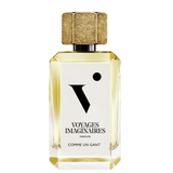 
  
  Comme Un Gante perfume in a faceted glass bottle with white logo sticker and textured gold magnetic cap.
  
