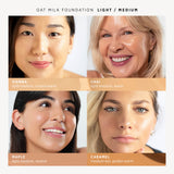 
  
  Women wearing Ere Perez Oatmilk Foundation and showing color comparison
  
