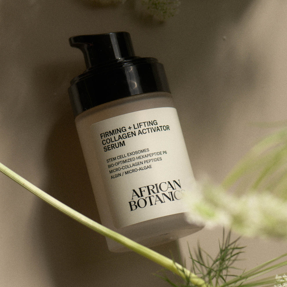 
  
  African Botanics Firming + Lifting Activator Serum bottle labeled 'African Botanic' with a natural background
  
