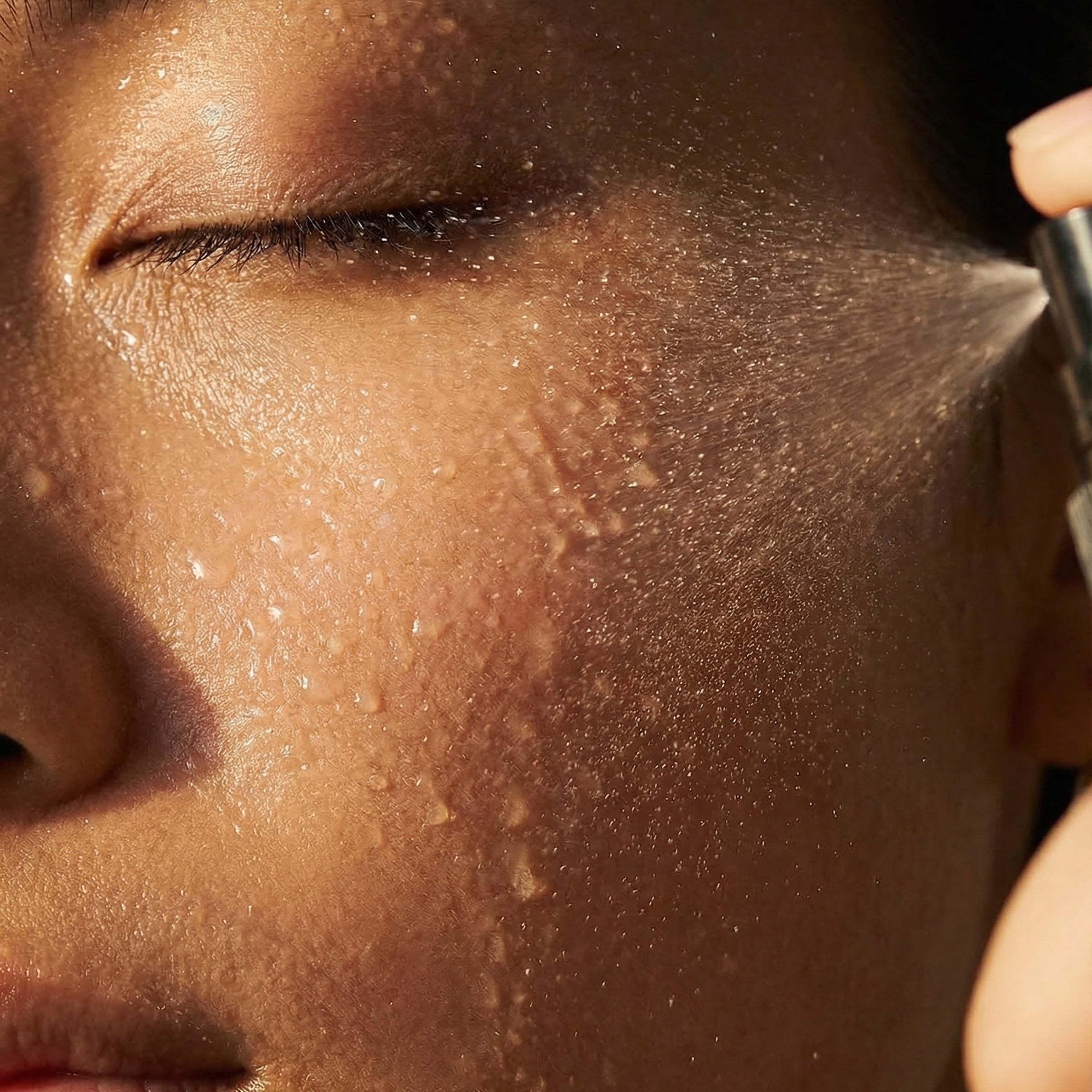 
  
  Close up of Le Prunier Plum Spritz on complexion
  
