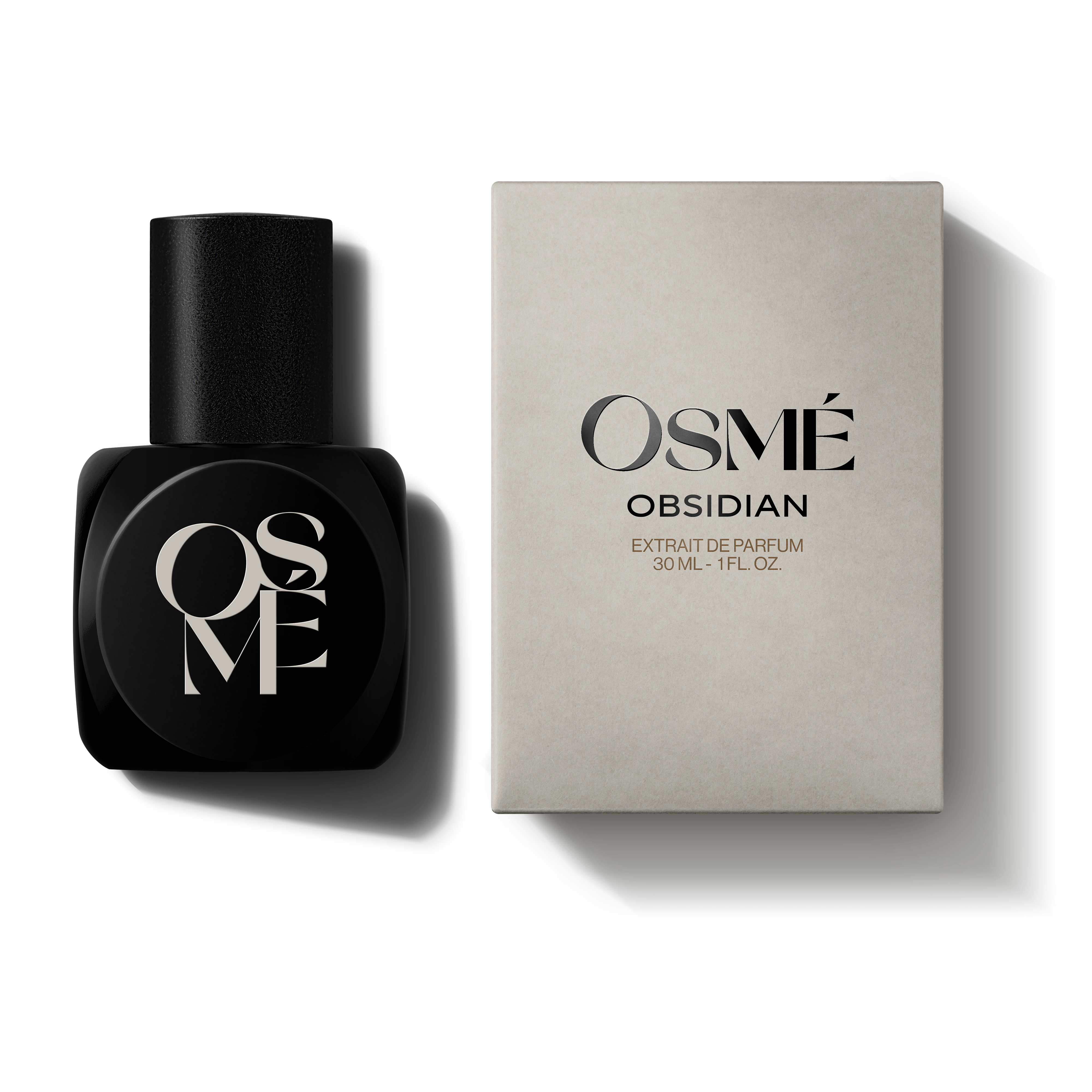 
  
  Black Osmé Obsidian perfume bottle and packaging on a white background
  
