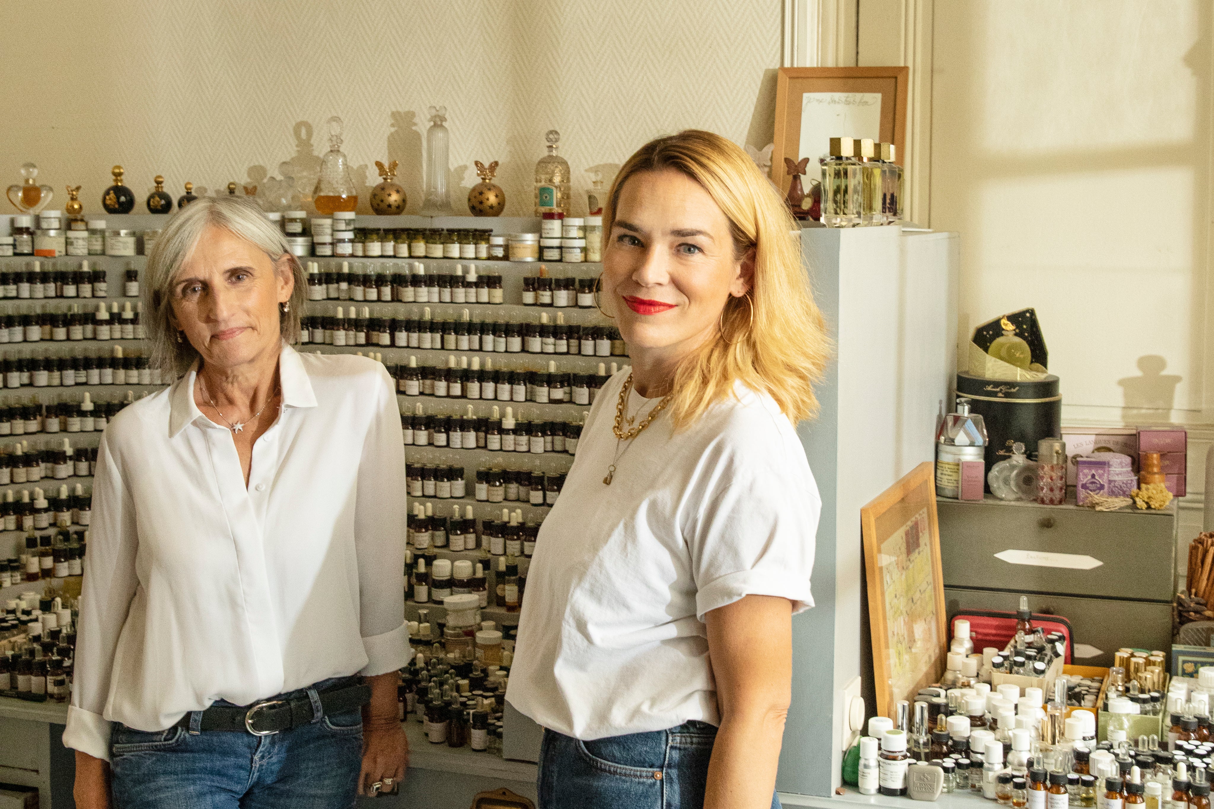 
  
  Camille Goutal and Isabelle Doyen, the founders of Imaginaires in their fragrance formulating workshop.
  
